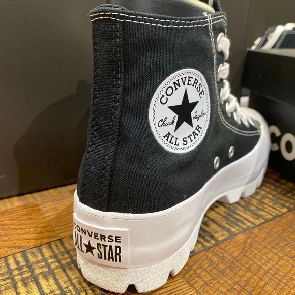 New Black Lugged Chuck Taylor All Star Hi Sneakers - Picture 3 of 4